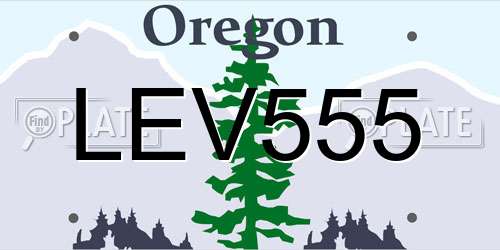 LEV555 Oregon License Plate