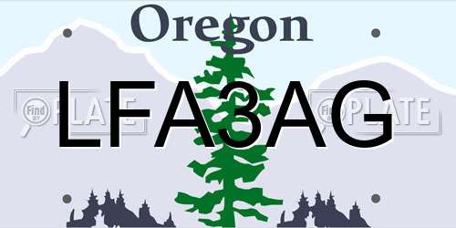 LFA3AG Oregon License Plate