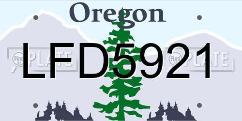 LFD5921 Oregon License Plate