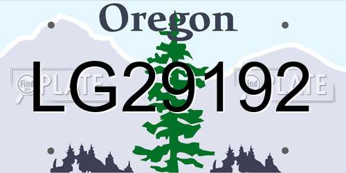 LG29192 Oregon License Plate