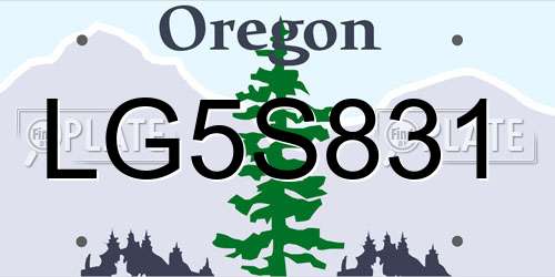 LG5S831 Oregon License Plate