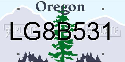 LG8B531 Oregon License Plate