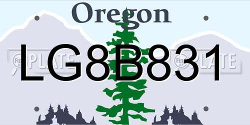 LG8B831 Oregon License Plate