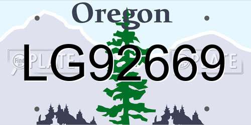 LG92669 Oregon License Plate