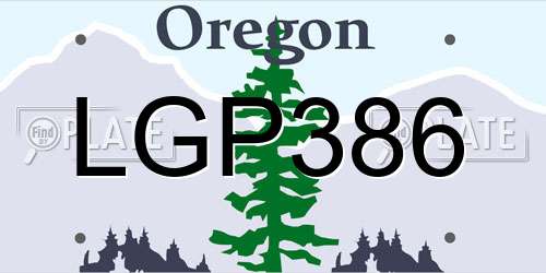 LGP386 Oregon License Plate