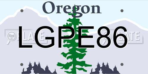 LGPE86 Oregon License Plate