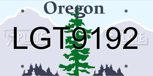 LGT9192 Oregon License Plate