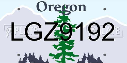 LGZ9192 Oregon License Plate