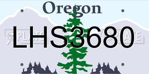 LHS3680 Oregon License Plate