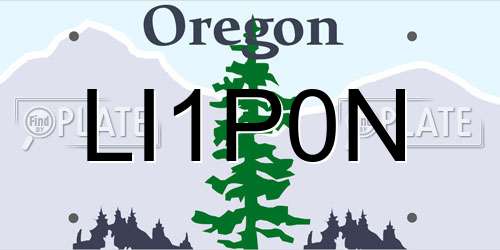 LI1P0N Oregon License Plate
