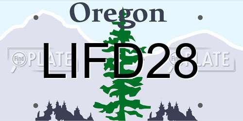 LIFD28 Oregon License Plate