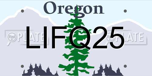 LIFQ25 Oregon License Plate