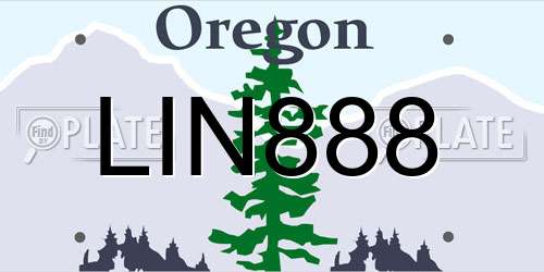 LIN888 Oregon License Plate