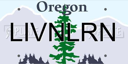 LIVNLRN Oregon License Plate