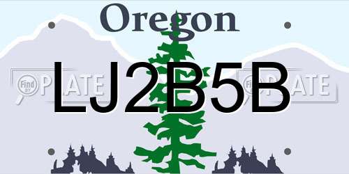 LJ2B5B Oregon License Plate