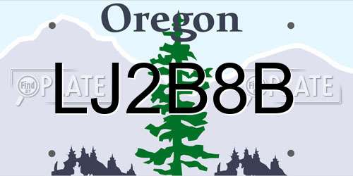 LJ2B8B Oregon License Plate