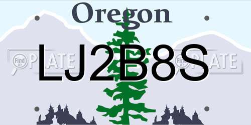 LJ2B8S Oregon License Plate