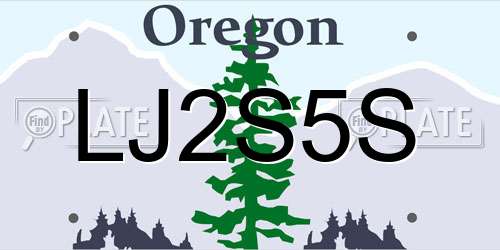 LJ2S5S Oregon License Plate
