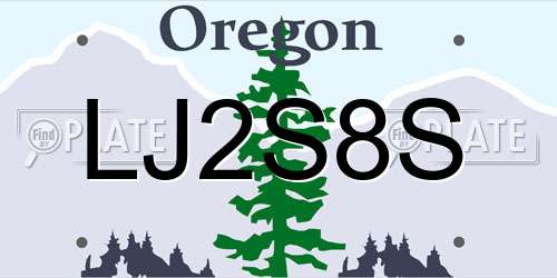 LJ2S8S Oregon License Plate
