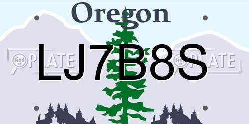 LJ7B8S Oregon License Plate