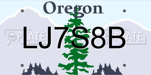 LJ7S8B Oregon License Plate