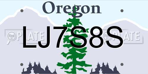 LJ7S8S Oregon License Plate