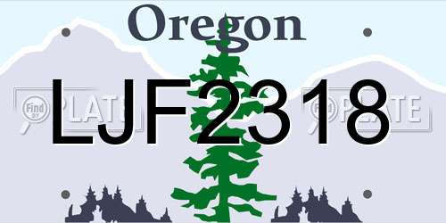 LJF2318 Oregon License Plate
