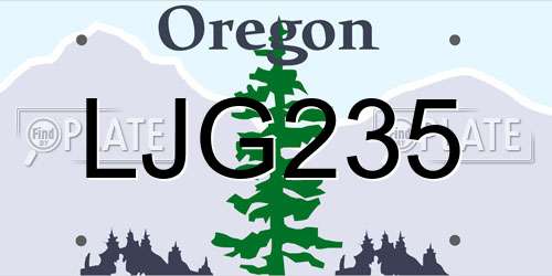 LJG235 Oregon License Plate