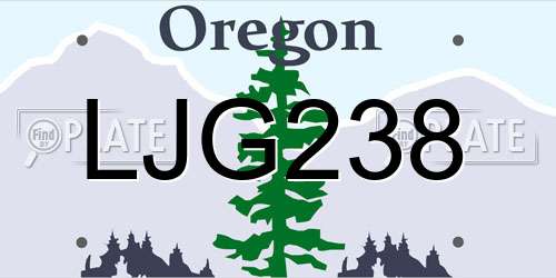 LJG238 Oregon License Plate
