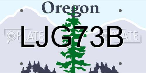 LJG73B Oregon License Plate
