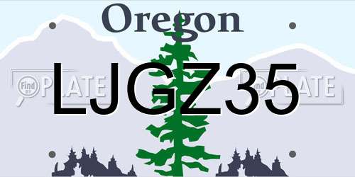 LJGZ35 Oregon License Plate