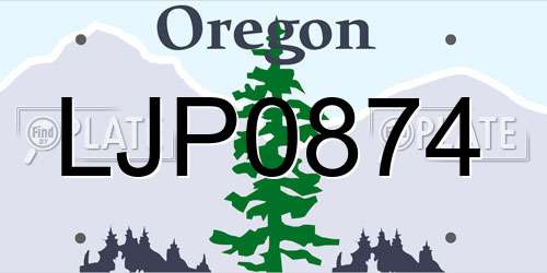 LJP0874 Oregon License Plate