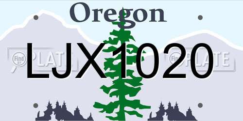 LJX1020 Oregon License Plate