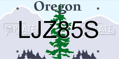 LJZ85S Oregon License Plate