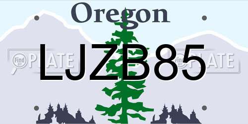 LJZB85 Oregon License Plate