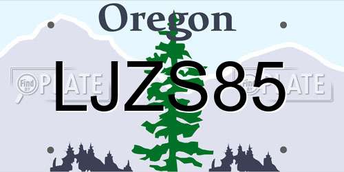 LJZS85 Oregon License Plate
