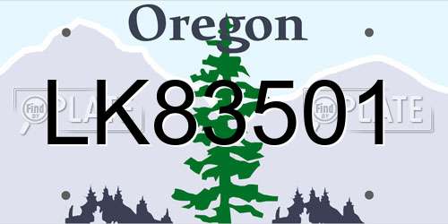 LK83501 Oregon License Plate