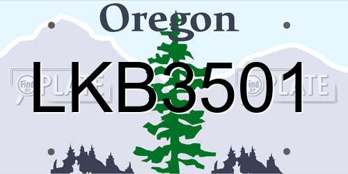 LKB3501 Oregon License Plate