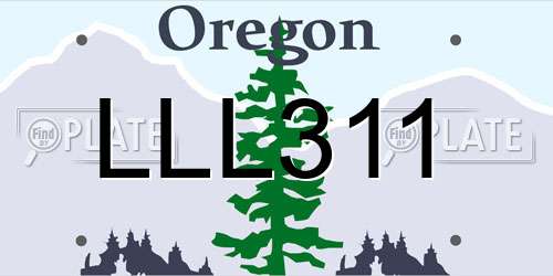 LLL311 Oregon License Plate