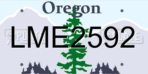 LME2592 Oregon License Plate