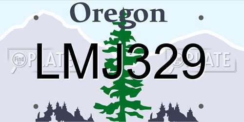 LMJ329 Oregon License Plate