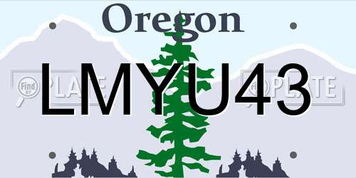 LMYU43 Oregon License Plate