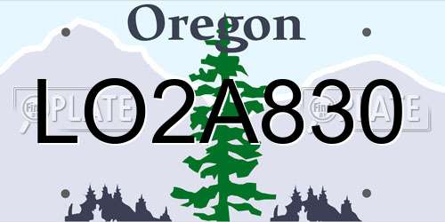 LO2A830 Oregon License Plate