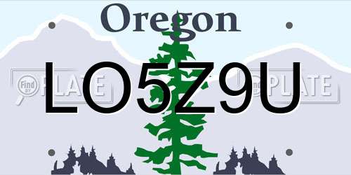 LO5Z9U Oregon License Plate