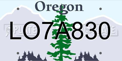 LO7A830 Oregon License Plate