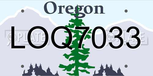 LOQ7033 Oregon License Plate