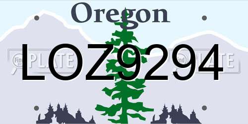 LOZ9294 Oregon License Plate