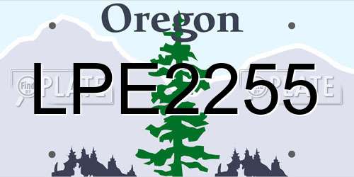 LPE2255 Oregon License Plate