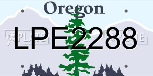 LPE2288 Oregon License Plate
