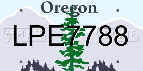 LPE7788 Oregon License Plate